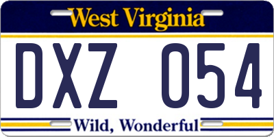 WV license plate DXZ054