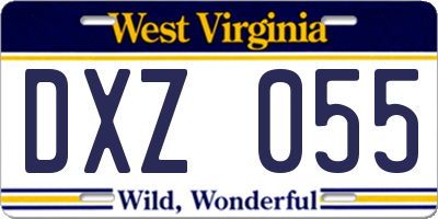 WV license plate DXZ055