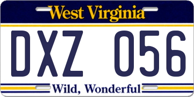 WV license plate DXZ056