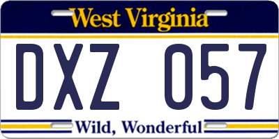 WV license plate DXZ057