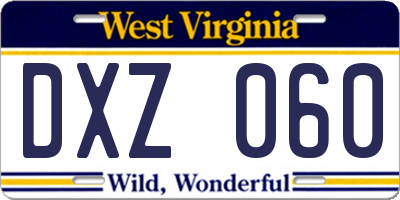 WV license plate DXZ060