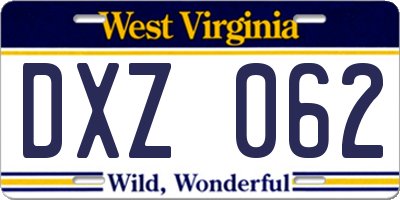 WV license plate DXZ062