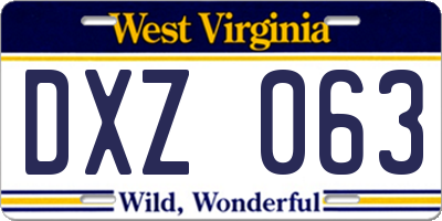 WV license plate DXZ063