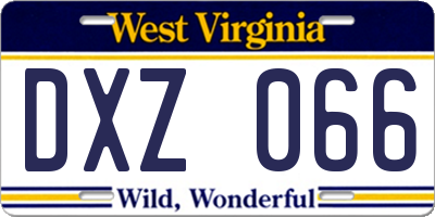 WV license plate DXZ066