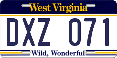WV license plate DXZ071