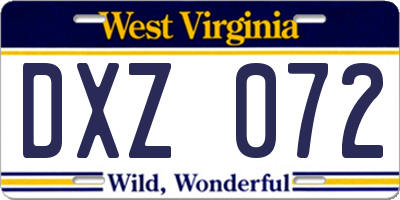 WV license plate DXZ072