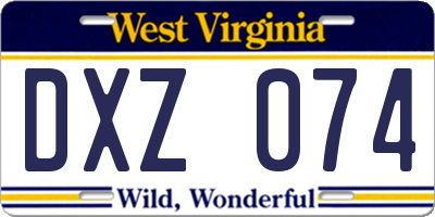 WV license plate DXZ074