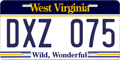 WV license plate DXZ075
