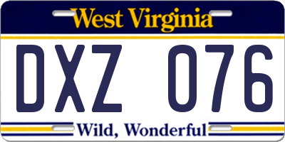 WV license plate DXZ076