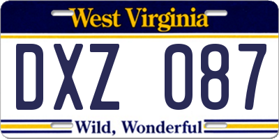 WV license plate DXZ087