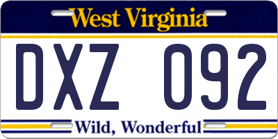WV license plate DXZ092