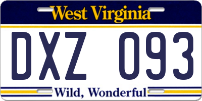 WV license plate DXZ093