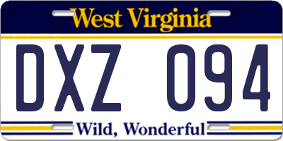 WV license plate DXZ094