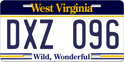 WV license plate DXZ096