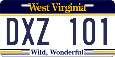 WV license plate DXZ101