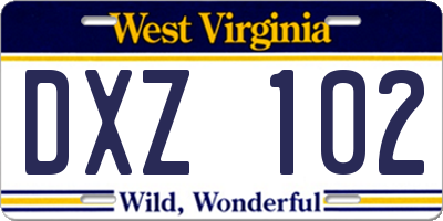 WV license plate DXZ102