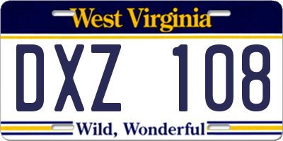 WV license plate DXZ108