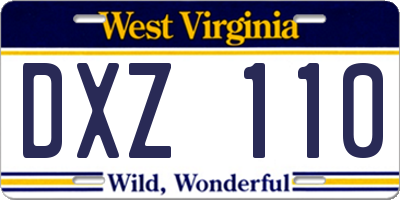 WV license plate DXZ110