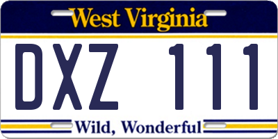 WV license plate DXZ111