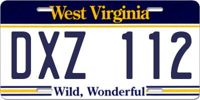 WV license plate DXZ112