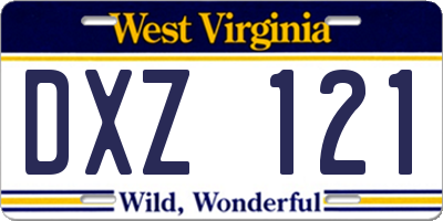 WV license plate DXZ121