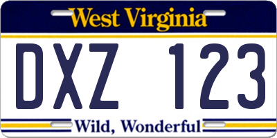 WV license plate DXZ123