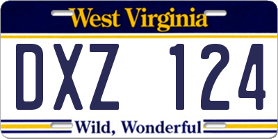 WV license plate DXZ124