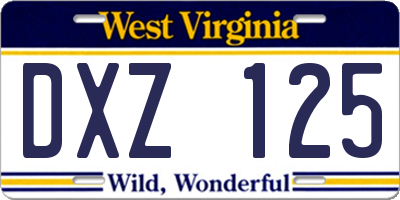 WV license plate DXZ125