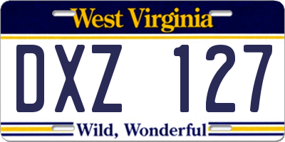 WV license plate DXZ127