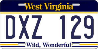 WV license plate DXZ129