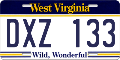 WV license plate DXZ133