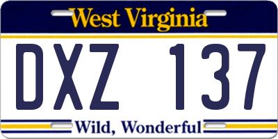 WV license plate DXZ137