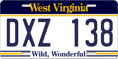 WV license plate DXZ138
