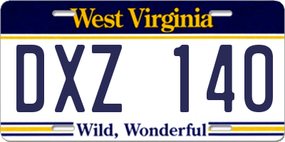 WV license plate DXZ140