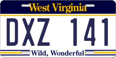 WV license plate DXZ141