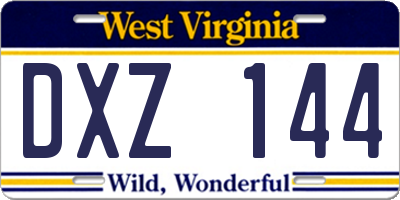 WV license plate DXZ144