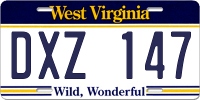 WV license plate DXZ147