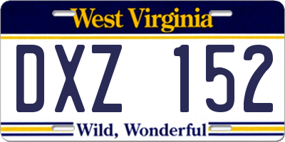 WV license plate DXZ152
