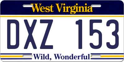 WV license plate DXZ153