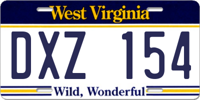 WV license plate DXZ154
