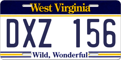 WV license plate DXZ156
