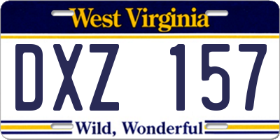 WV license plate DXZ157