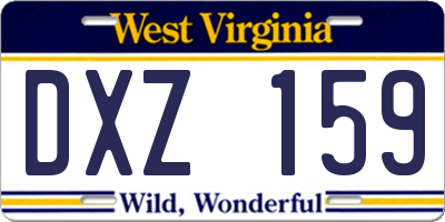 WV license plate DXZ159