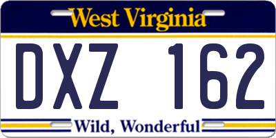 WV license plate DXZ162