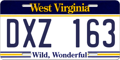 WV license plate DXZ163