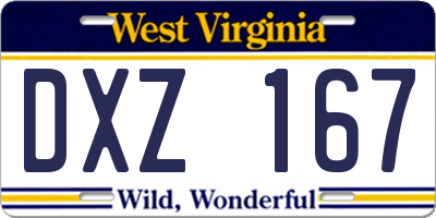 WV license plate DXZ167