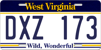 WV license plate DXZ173