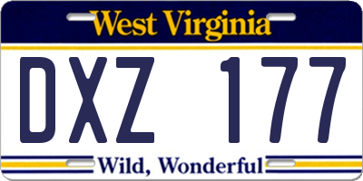 WV license plate DXZ177