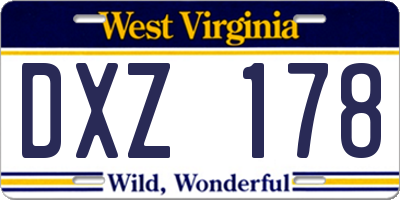 WV license plate DXZ178