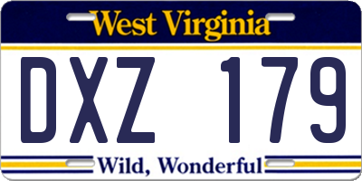 WV license plate DXZ179